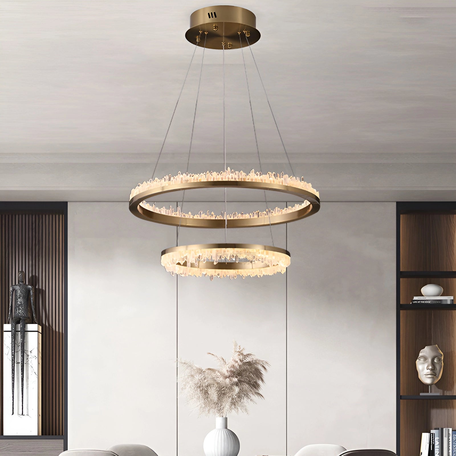 Cervine Quartz Stone Minimalistic Crystal Quartz Chandelier by Bling Lighting Studio