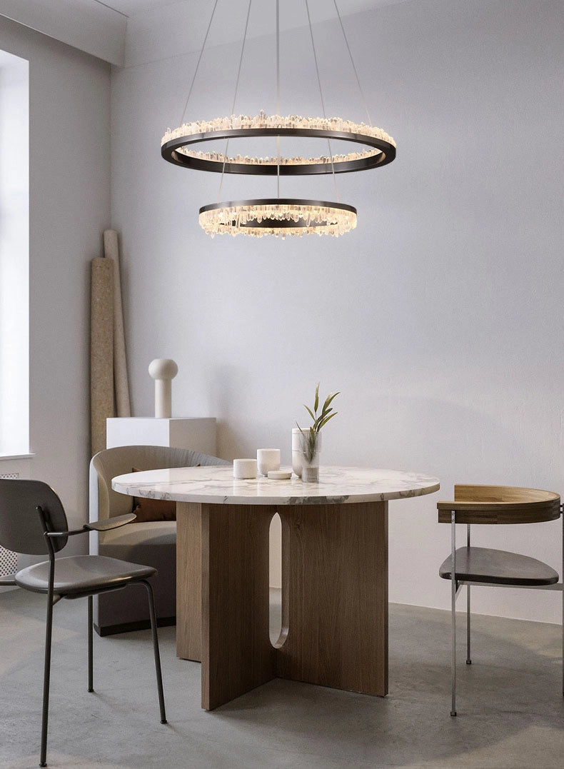 Cervine Quartz Stone Minimalistic Crystal Quartz Chandelier by Bling Lighting Studio