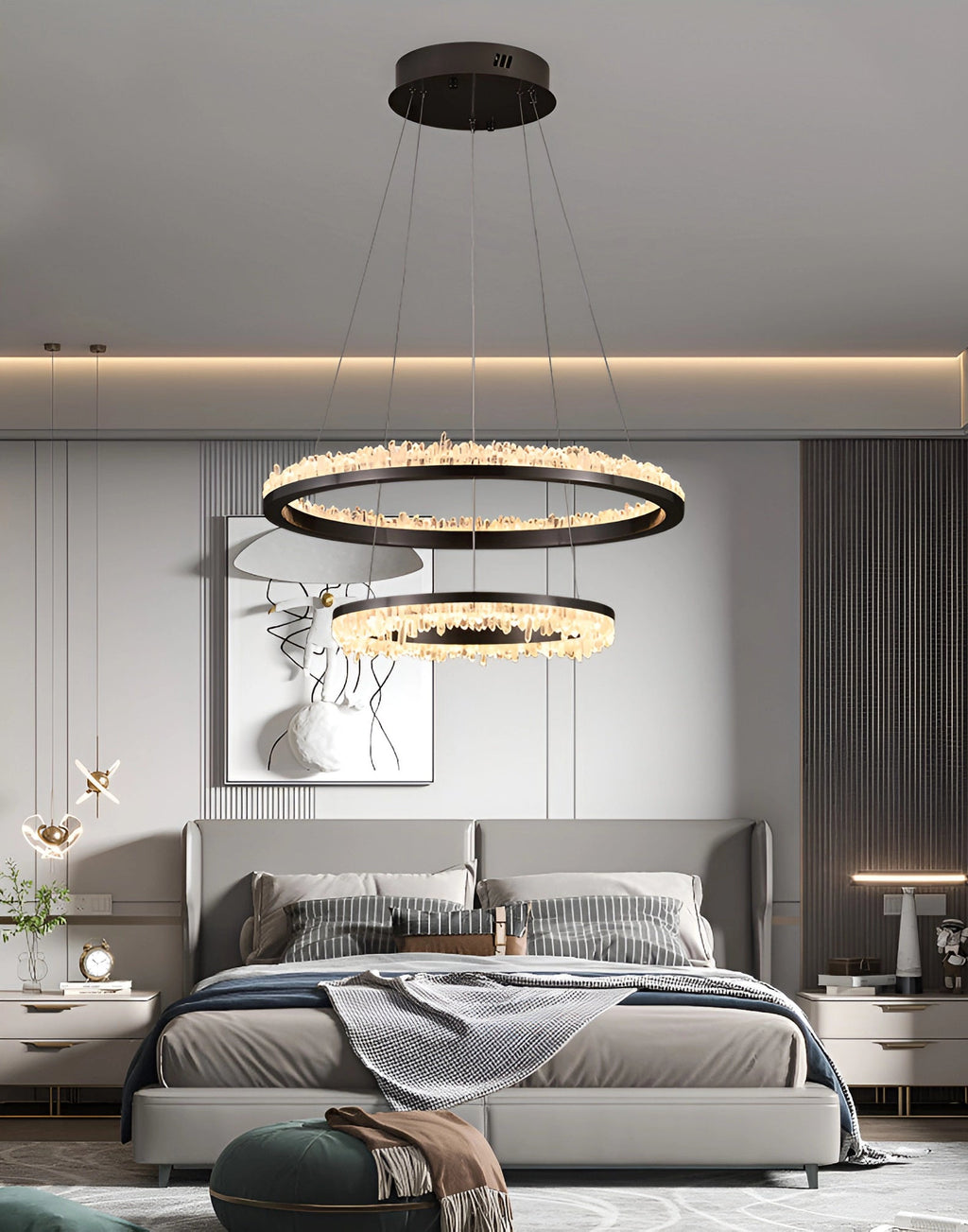 Cervine Quartz Stone Minimalistic Crystal Quartz Chandelier by Bling Lighting Studio