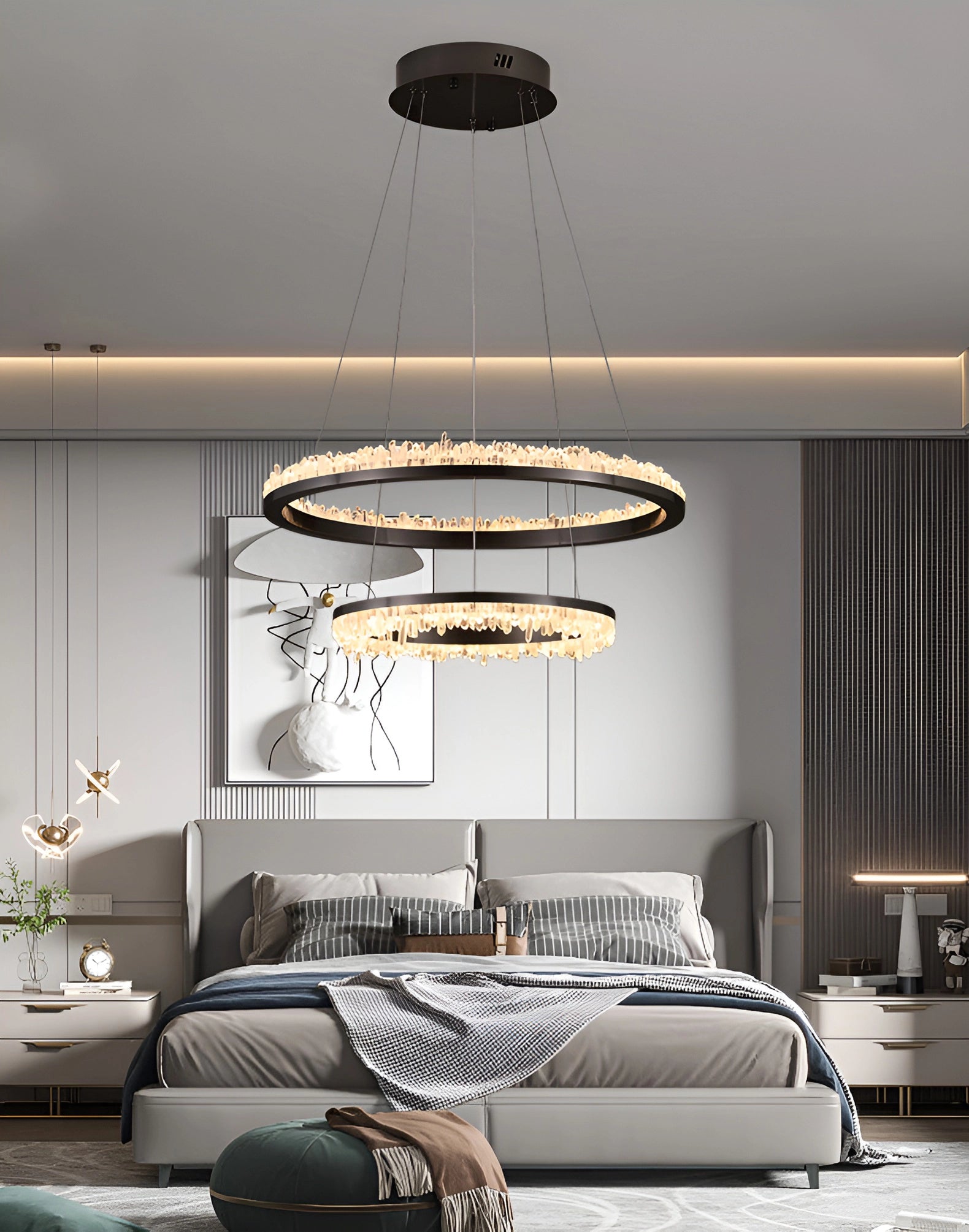 Cervine Quartz Stone Minimalistic Crystal Quartz Chandelier by Bling Lighting Studio