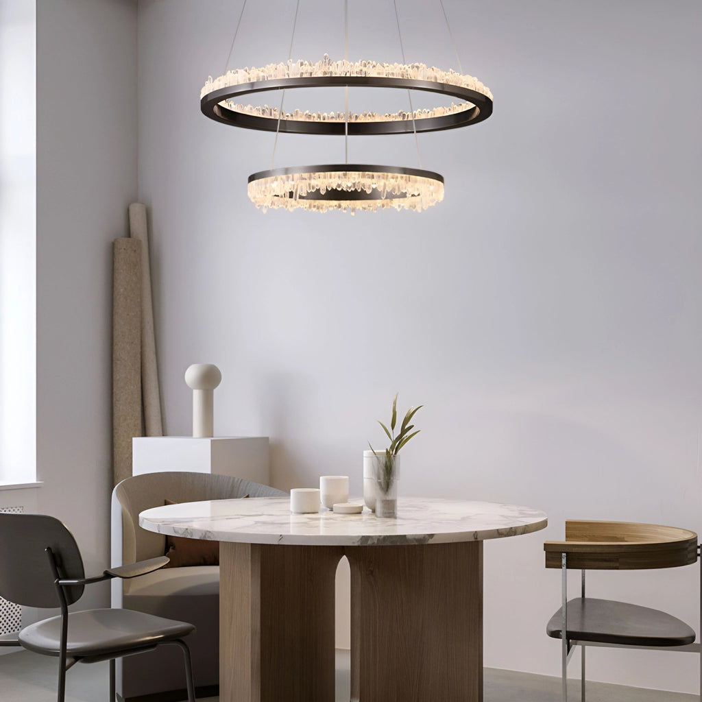 Cervine Quartz Stone Minimalistic Crystal Quartz Chandelier by Bling Lighting Studio