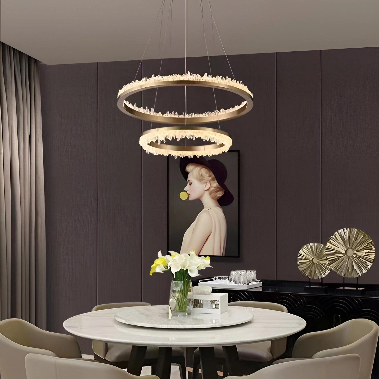 Cervine Quartz Stone Minimalistic Crystal Quartz Chandelier by Bling Lighting Studio
