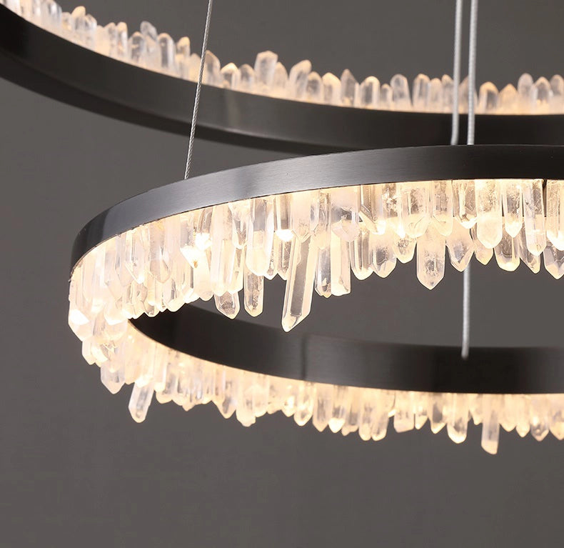 Cervine Quartz Stone Minimalistic Crystal Quartz Chandelier by Bling Lighting Studio