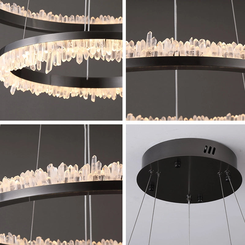 Cervine Quartz Stone Minimalistic Crystal Quartz Chandelier by Bling Lighting Studio