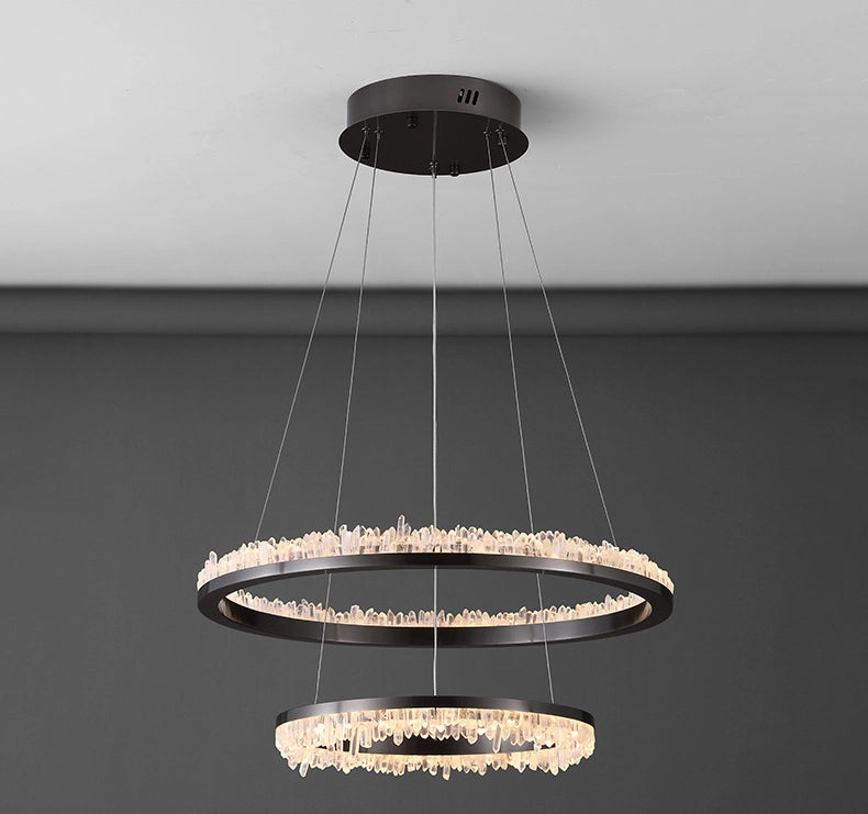 Cervine Quartz Stone Minimalistic Crystal Quartz Chandelier by Bling Lighting Studio