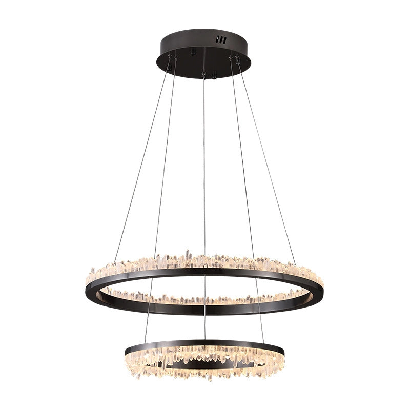 Cervine Quartz Stone Minimalistic Crystal Quartz Chandelier by Bling Lighting Studio