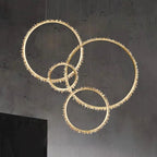 Cervine Quartz Stone Modern Rock Crystal Ring Round Chandelier Cluster by Bling Lighting Studio