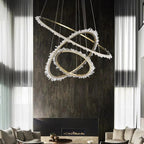 Cervine Quartz Stone Modern Rock Crystal Ring Round Chandelier Cluster by Bling Lighting Studio