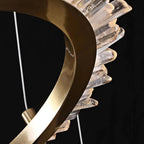 Cervine Quartz Stone Modern Rock Crystal Ring Round Chandelier Cluster by Bling Lighting Studio