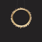 Cervine Quartz Stone Modern Rock Crystal Ring Round Chandelier Cluster by Bling Lighting Studio