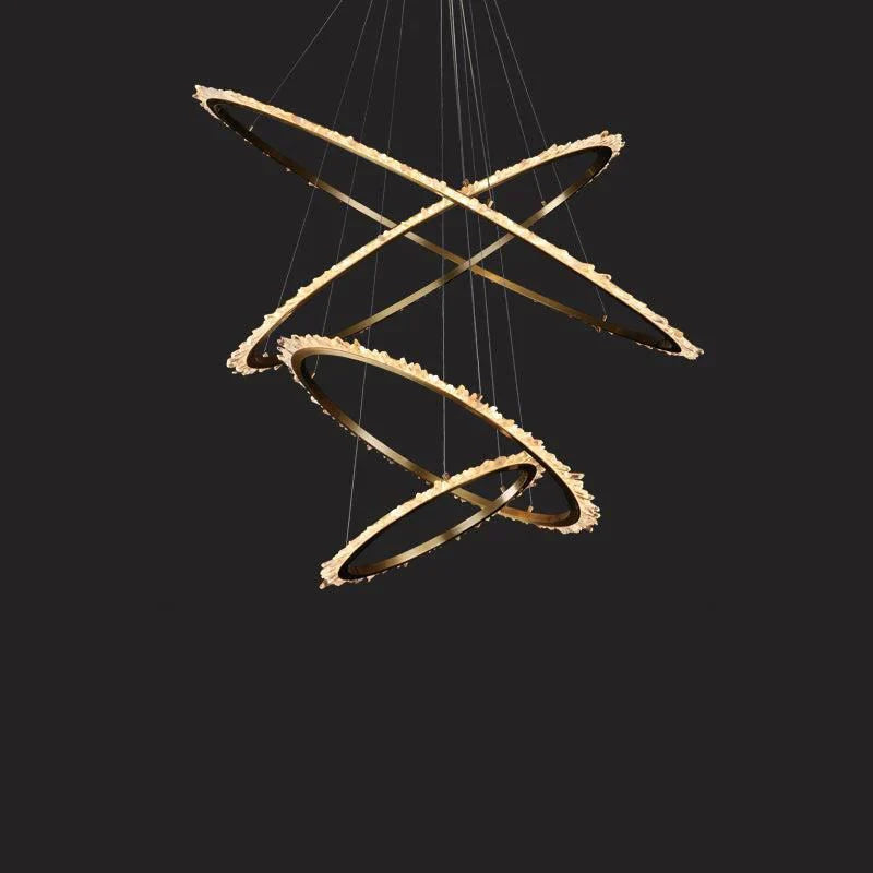 Cervine Quartz Stone Modern Rock Crystal Ring Round Chandelier Cluster by Bling Lighting Studio