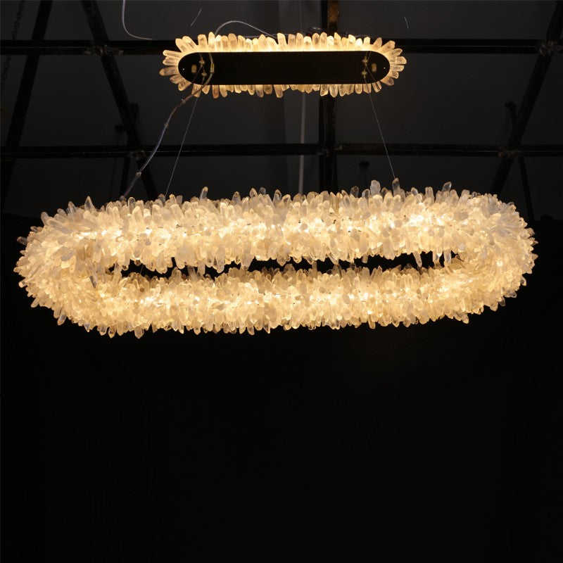 Cervine Quartz Stone Oval Clear Geode Quartz Crystal Chandelier 47" by Bling Lighting Studio