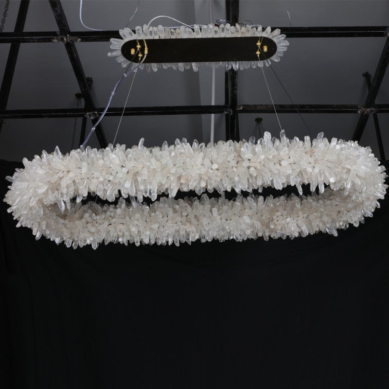 Cervine Quartz Stone Oval Clear Geode Quartz Crystal Chandelier 47" by Bling Lighting Studio