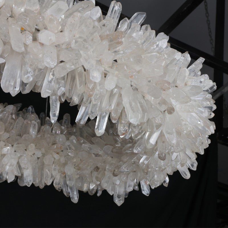 Cervine Quartz Stone Oval Clear Geode Quartz Crystal Chandelier 47" by Bling Lighting Studio