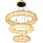 Cervine Quartz Stone Primary Crystal Halo Chandelier by Bling Lighting Studio