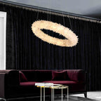 Cervine Quartz Stone Primary Crystal Round Chandelier 22.1" 26.8" by Bling Lighting Studio