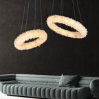 Cervine Quartz Stone Primary Crystal Round Chandelier 22.1" 26.8" by Bling Lighting Studio