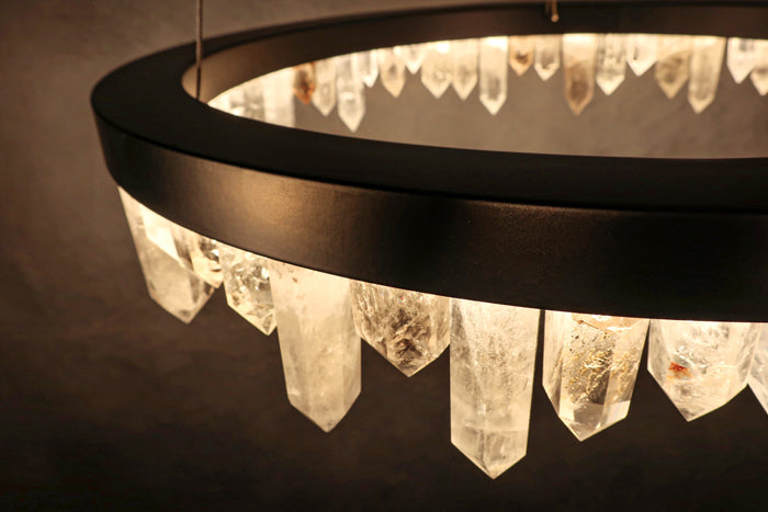 Cervine Quartz Stone Round Chandelier 36" by Bling Lighting Studio
