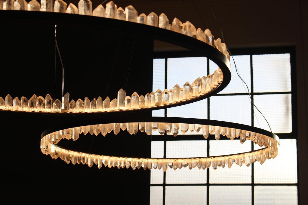 Cervine Quartz Stone Round Chandelier 36" by Bling Lighting Studio
