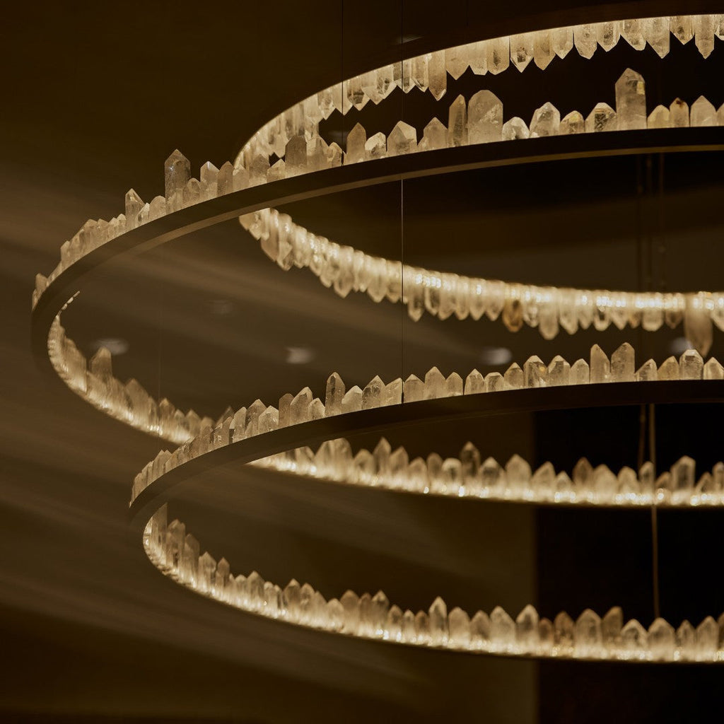 Cervine Quartz Stone Round Chandelier 36" by Bling Lighting Studio