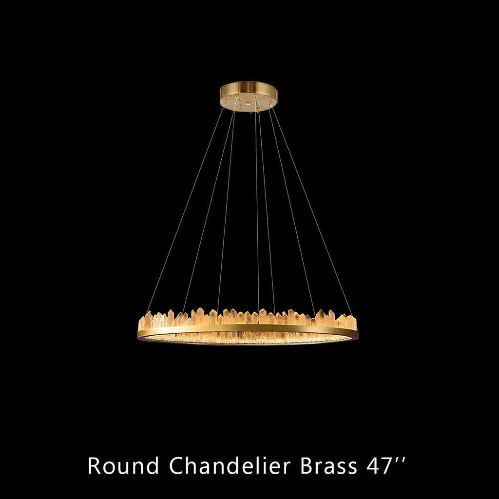 Cervine Quartz Stone Round Chandelier 36" by Bling Lighting Studio