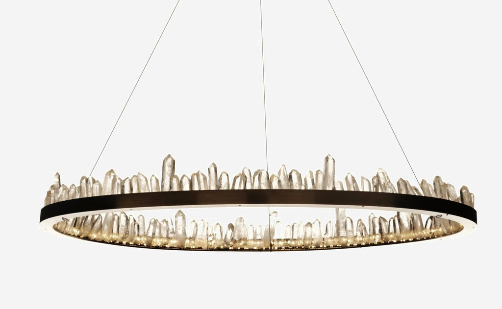 Cervine Quartz Stone Round Chandelier 36" by Bling Lighting Studio