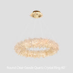 Cervine Quartz Stone Round Clear Geode Quartz Crystal Ring Chandelier by Bling Lighting Studio