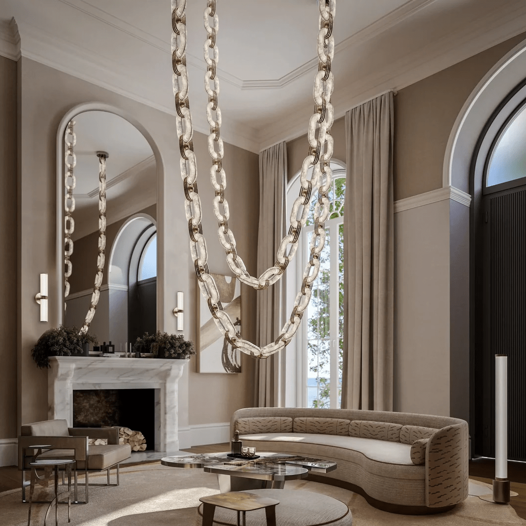 Chain Alabaster Chandelier by Bling Lighting Studio