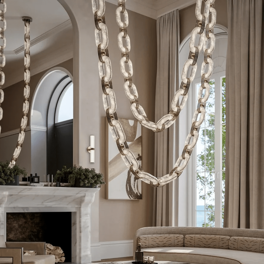 Chain Alabaster Chandelier by Bling Lighting Studio