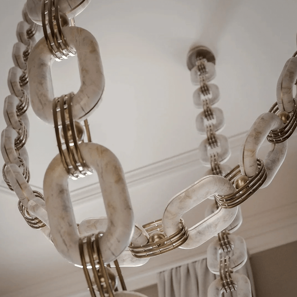 Chain Alabaster Chandelier by Bling Lighting Studio