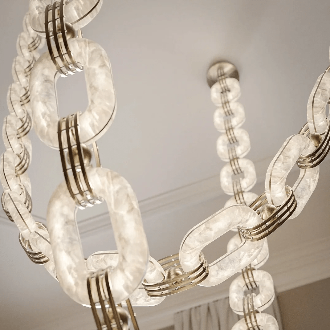Chain Alabaster Chandelier by Bling Lighting Studio
