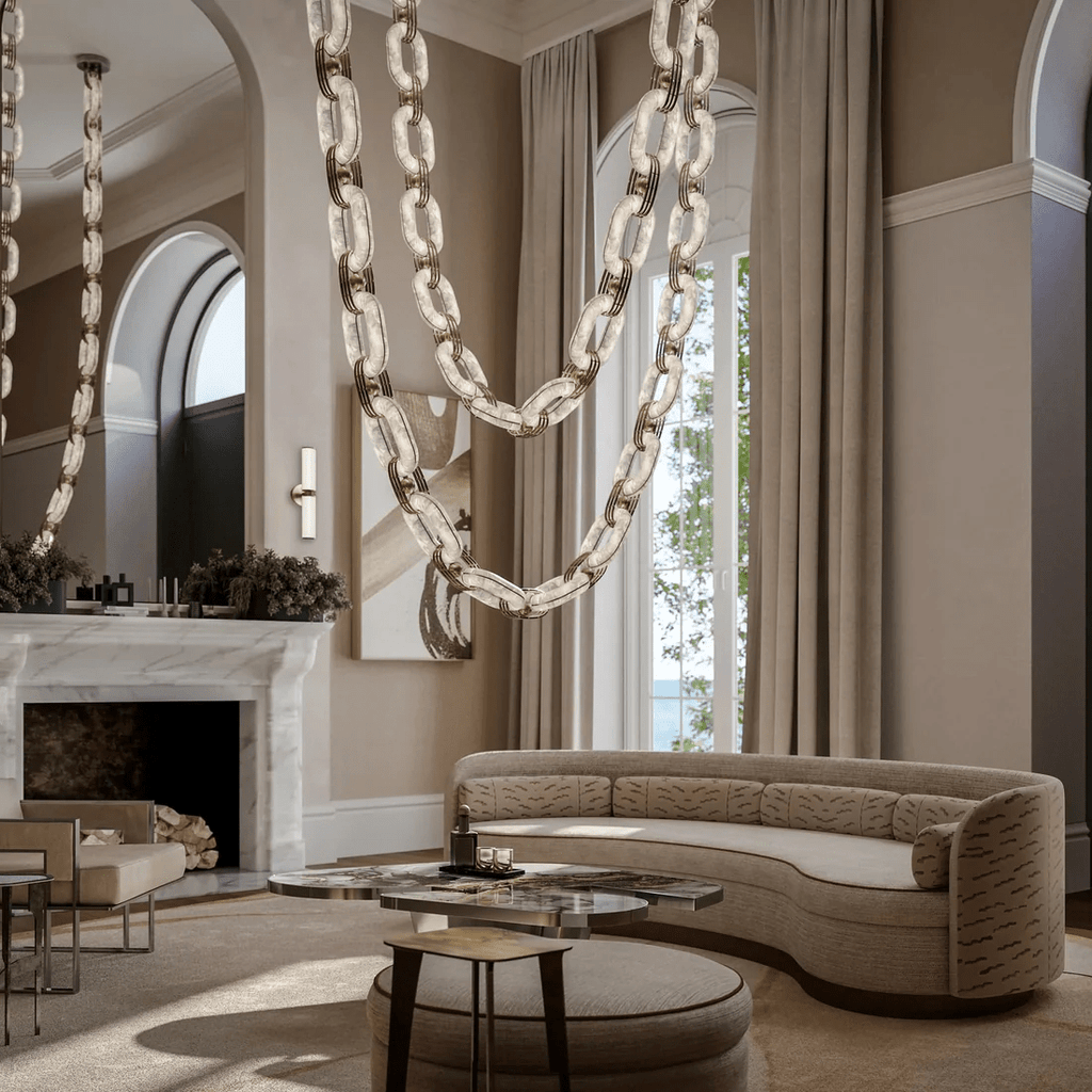 Chain Alabaster Chandelier by Bling Lighting Studio
