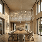 Lukas Oval Branching Brass Linear Teardrop Chandelier by Bling Lighting Studio