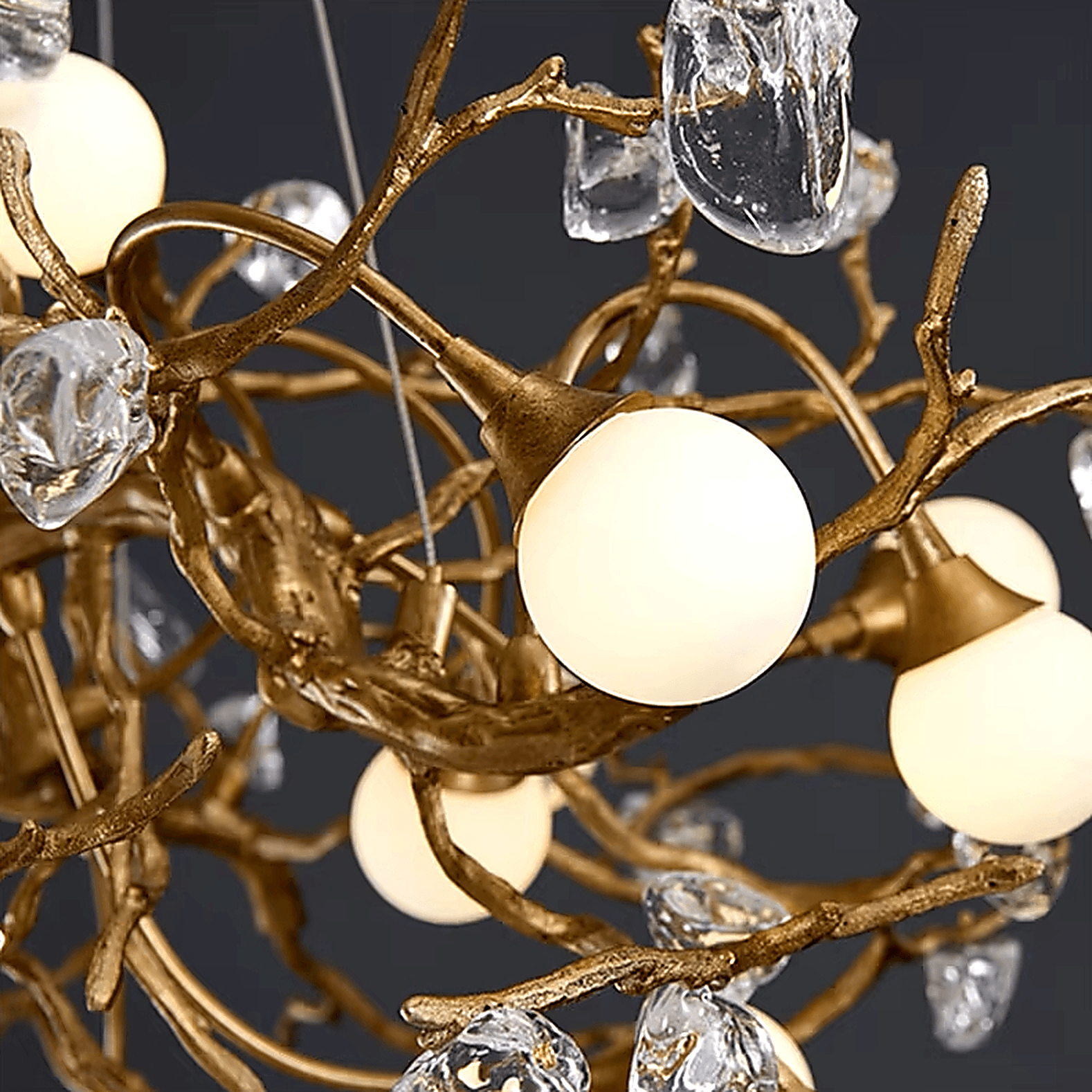 Albero Sculptural Gold Branch Chandelier by Bling Lighting Studio