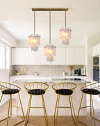 Tired Alabaster marble Cluster Chandelier 13" with adjustable chain