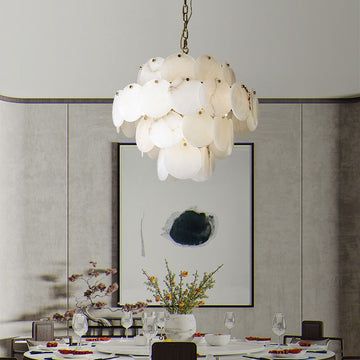 Charlene Alabaster Multi-Tier Round Chandelier by Bling Lighting Studio