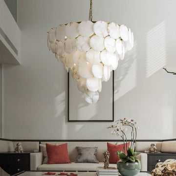Charlene Alabaster Multi-Tier Round Chandelier by Bling Lighting Studio