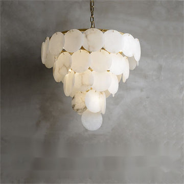 Charlene Alabaster Multi-Tier Round Chandelier by Bling Lighting Studio