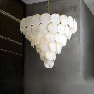 Charlene Alabaster Multi-Tier Round Chandelier by Bling Lighting Studio