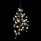 Churippu Branch Magnolia & Tulip Glass Bronze Vertical Twenty-One Light Chandelier by Bling Lighting Studio
