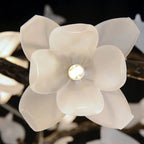 Churippu Branch Magnolia & Tulip Glass Bronze Vertical Twenty-One Light Chandelier by Bling Lighting Studio