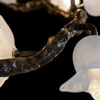 Churippu Branch Magnolia & Tulip Glass Bronze Vertical Twenty-One Light Chandelier by Bling Lighting Studio