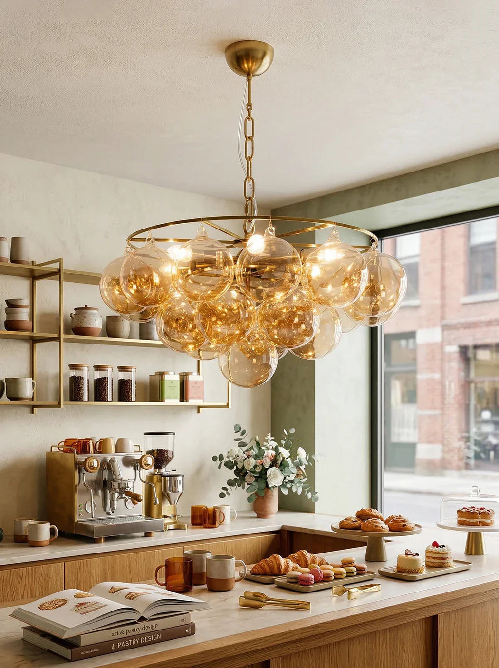 Circular Multi-Head Glass Ball Bubble Chandelier additional product view