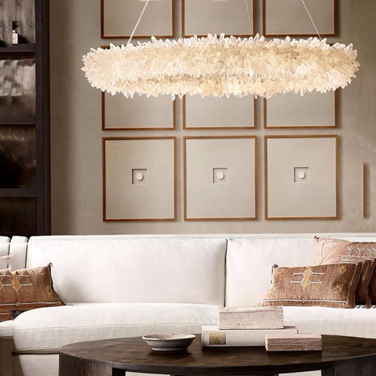 Clara Quartz Crystal Halo Chandelier by Bling Lighting Studio