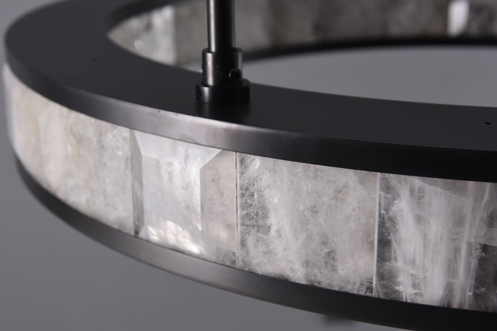 Clayhart-O Rock Crystal Pendant Bronze by Bling Lighting Studio