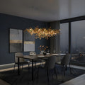Collar Branch Glass Leaf Linear Chandelier by Bling Lighting Studio
