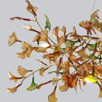 Collar Branch Glass Leaf Linear Chandelier by Bling Lighting Studio