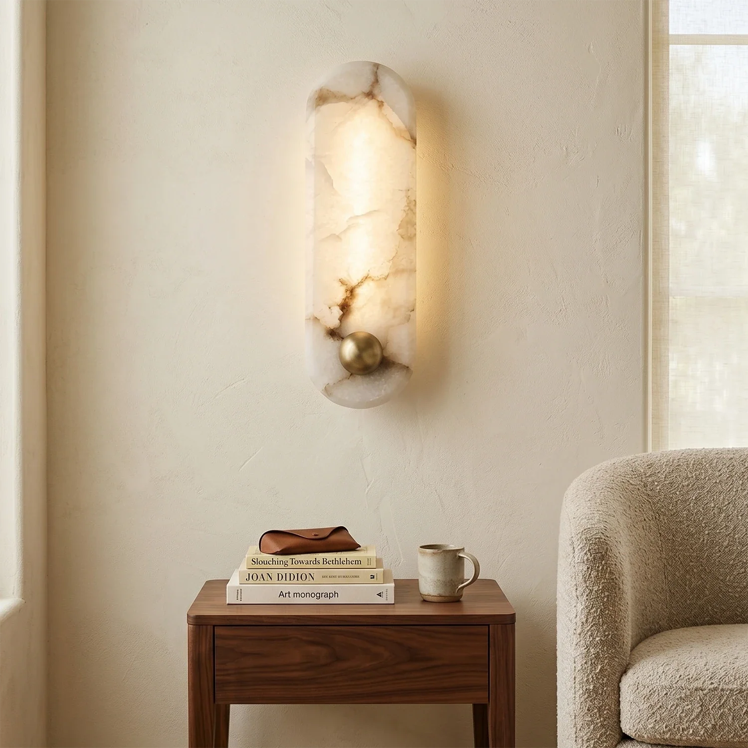 Contemporary Capsule Alabaster Wall Light