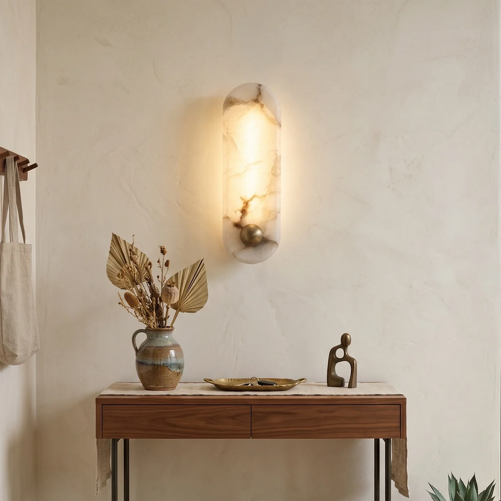 Contemporary Capsule Alabaster Wall Light