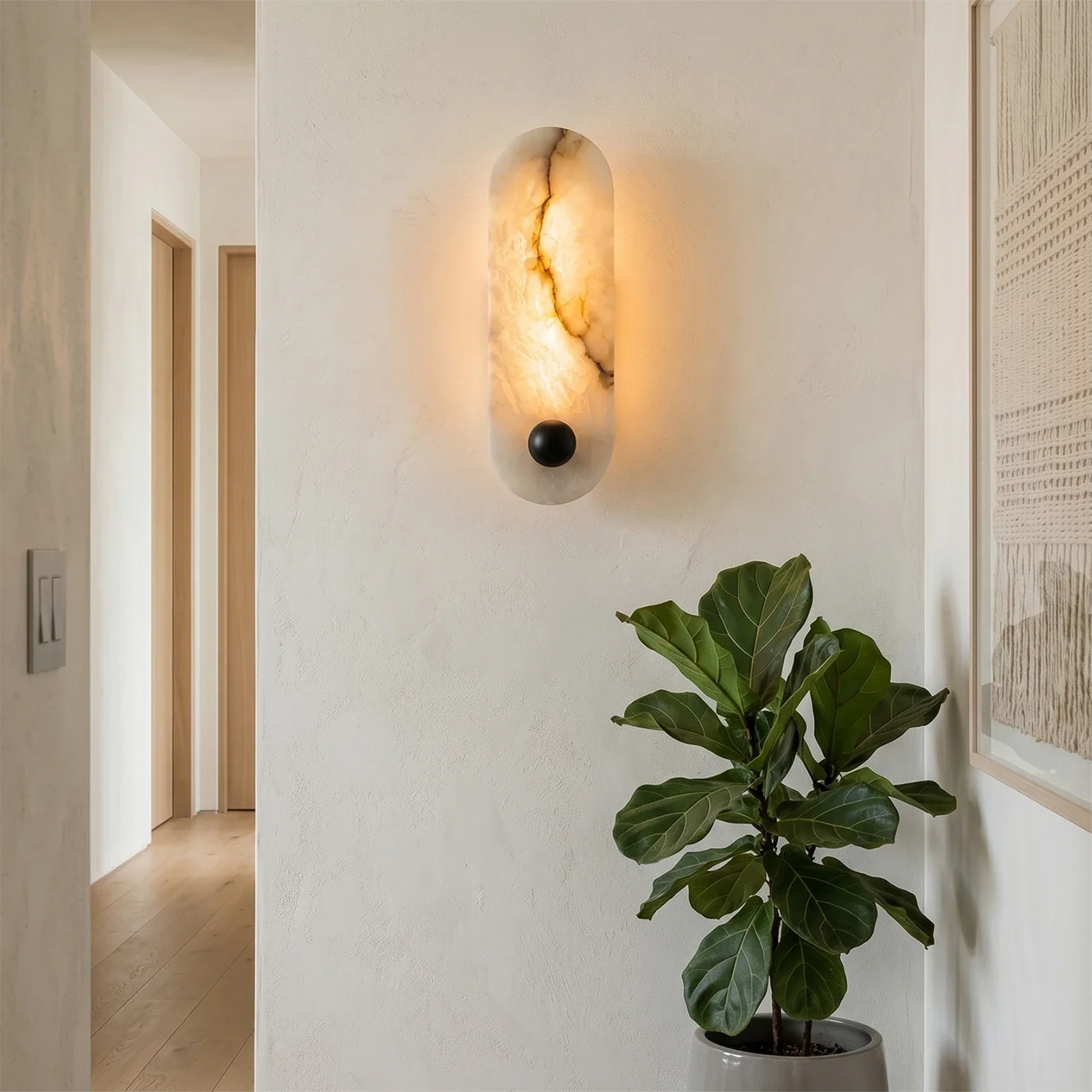 Contemporary Capsule Alabaster Wall Light